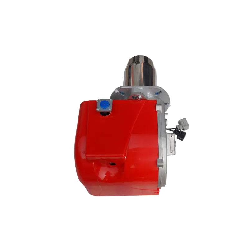 ARNIK E-Gas-250P gas burner with control panel, showing industrial-grade ignition and fuel connection for 55-240KW heating systems.