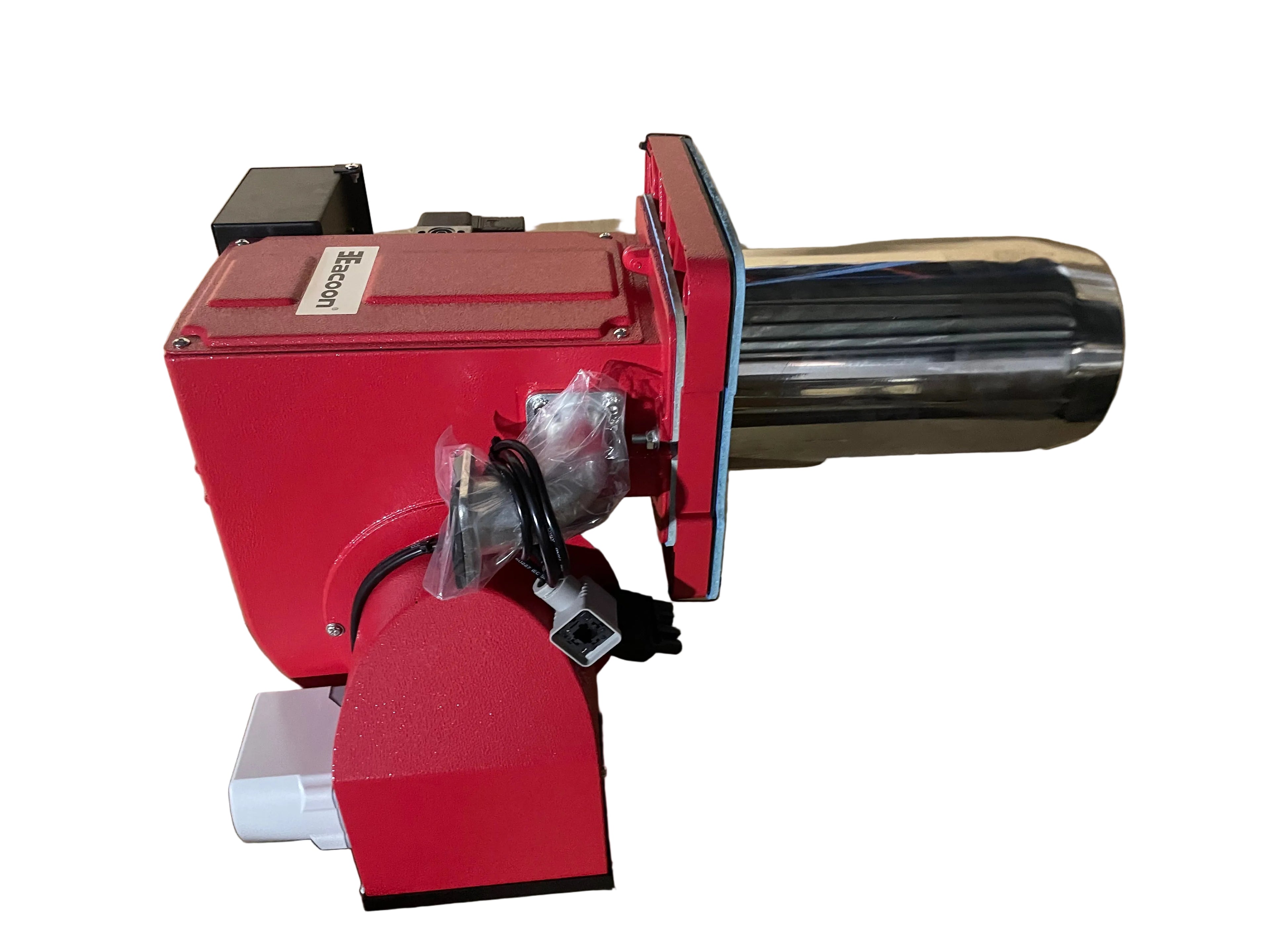 ARNIK E-Gas-350PAB gas burner with 118-350KW capacity, showing the industrial burner in a close-up view.