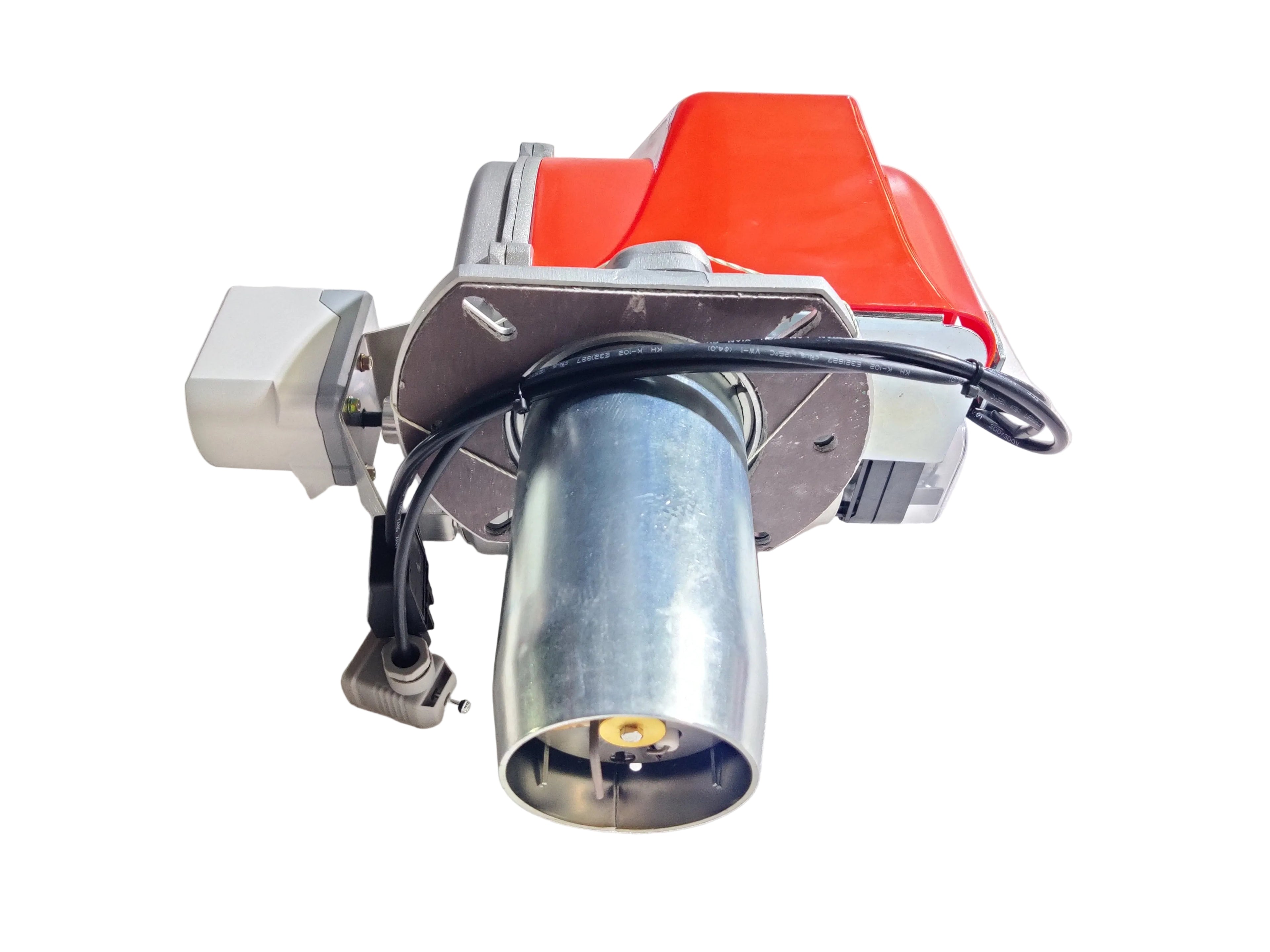 ARNIK E-Gas-70PAB gas burner with 27-70KW capacity, showing industrial burner with control panel and fuel inlet.