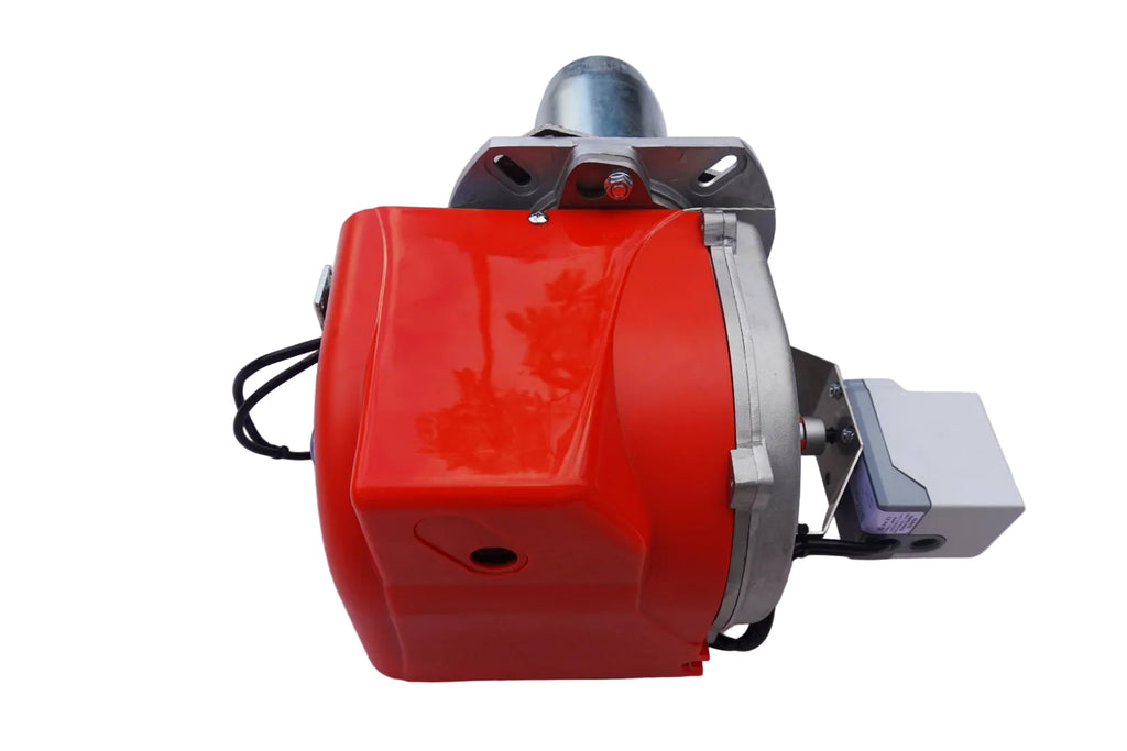 ARNIK gas burner E-Gas-170P with 55-175KW capacity, showing the industrial burner with control components and fuel connections.